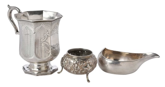 Three Pieces Southern Silver Hollowware