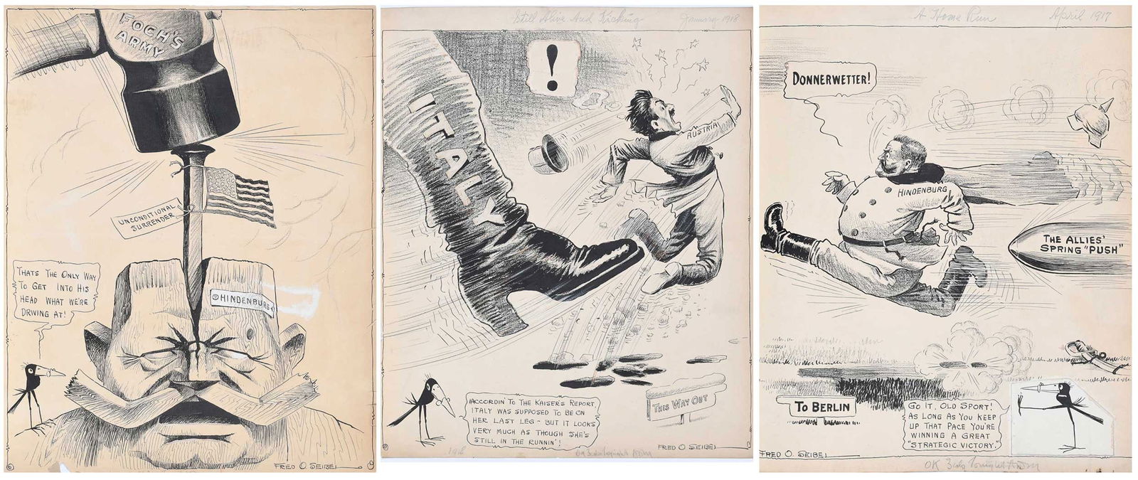 Frederick Otto Seibel, Three Political Cartoons (1 of 7)