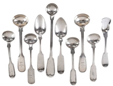 Ten Pieces American Coin Silver and English Silver Flatware