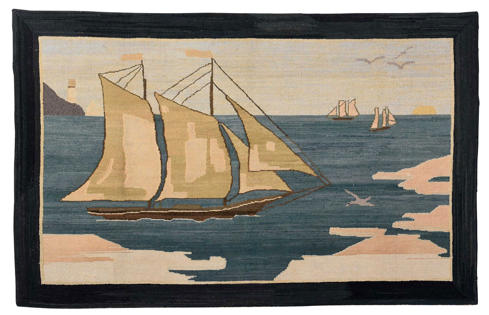 Grenfell Labrador Industries Hooked Mat of Nautical Scene (1 of 5)