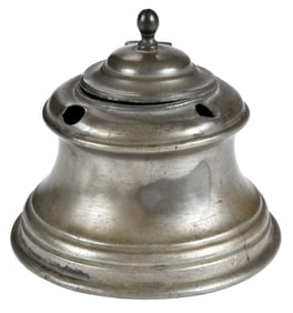 Pewter Inkwell with Hinged Lid