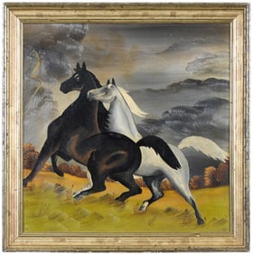 Folk Art Painting of Horses