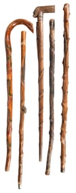 Five Carved Wood Folk Art Canes