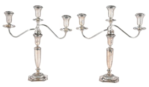 Pair Reed and Barton Weighted Sterling Candelabra