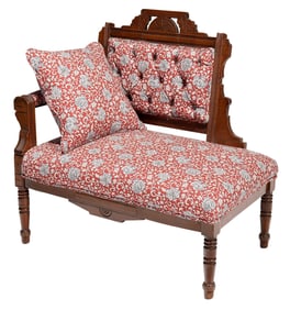 Victorian Walnut and Tufted Upholstered Setee