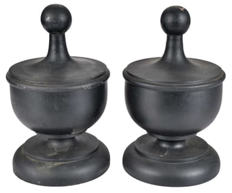 Pair of Decorative Painted Wood Architectural Urns