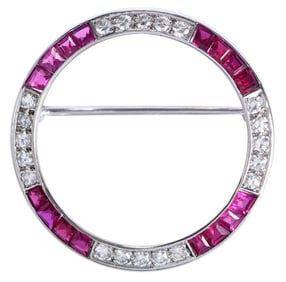 14kt. Ruby and Diamond Brooch