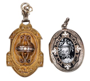 Two Mourning Lockets with Photos