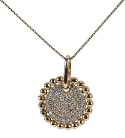 Gold Pave Diamond Pendant on Box Chain