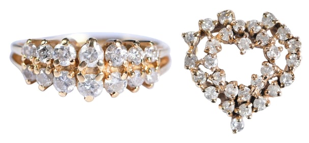 14kt. Diamond Ring and Heart Pendant