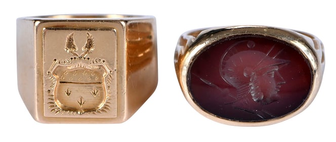 Two 14kt. Men's Signet Rings