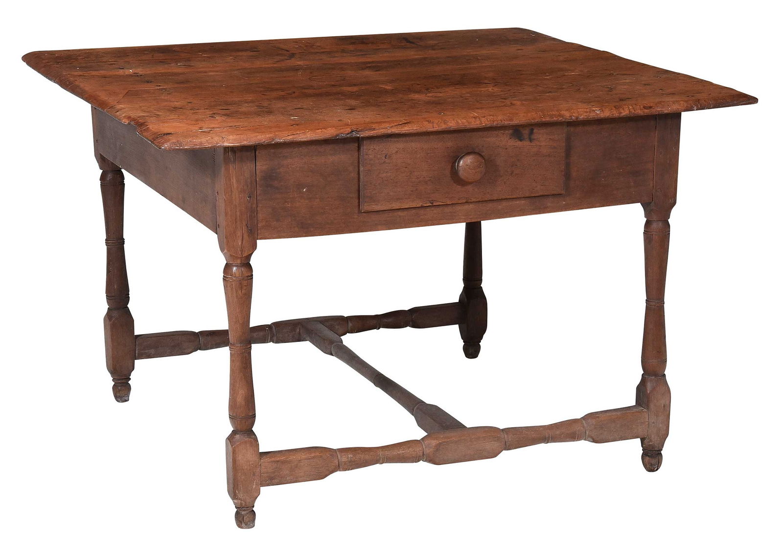 Rare Southern William and Mary Walnut Single Drawer Tavern Table (1 of 6)