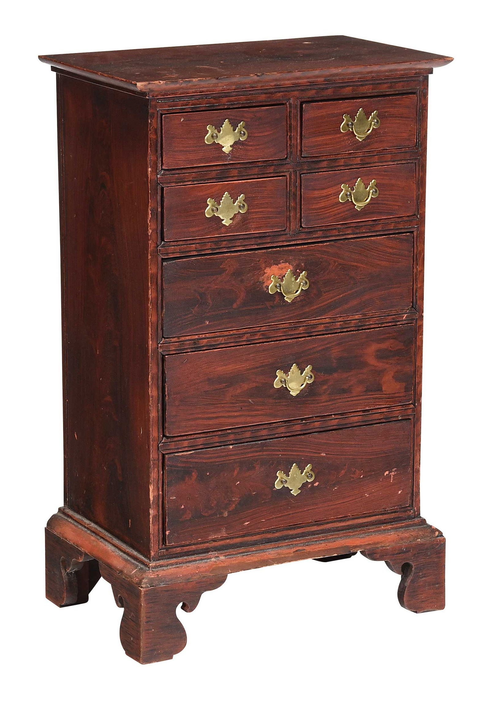 Diminutive Grain Painted Tall Chest of Drawers (1 of 4)