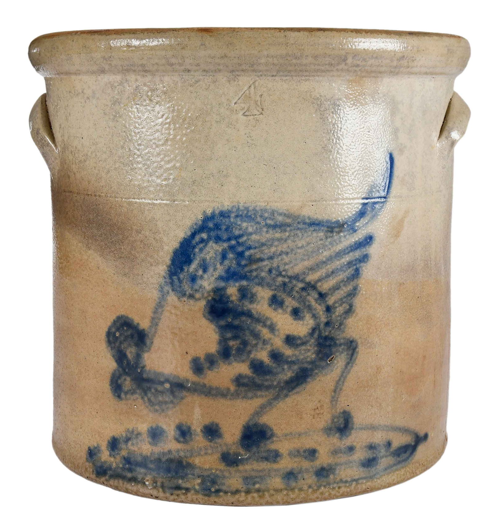 Four-Gallon Blue Decorated Stoneware Crock (1 of 7)