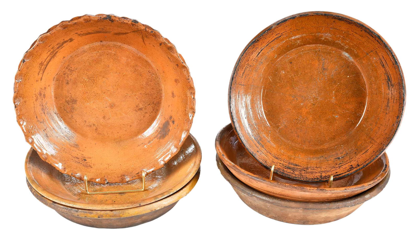 Six Early American Redware Pie Plates (1 of 5)