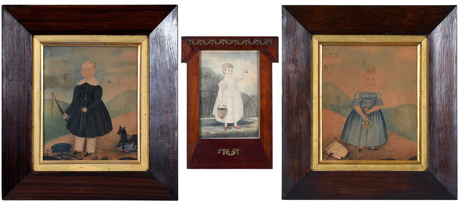 Three British School Watercolor Portraits of Children (1 of 11)