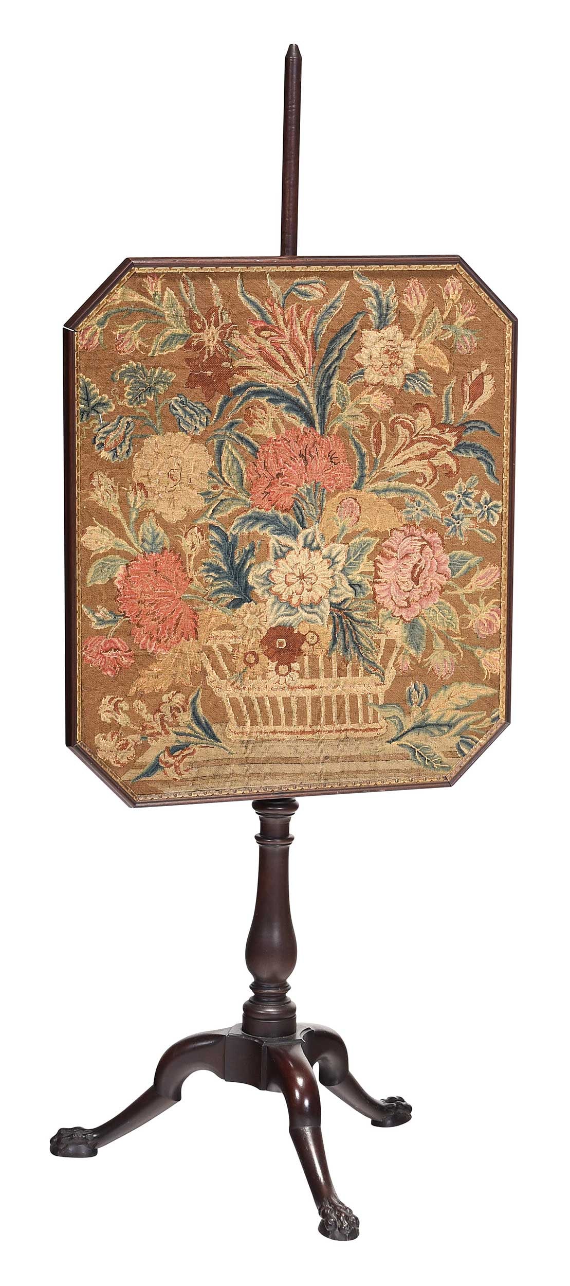 George II Mahogany and Needlework Pole Screen (1 of 6)