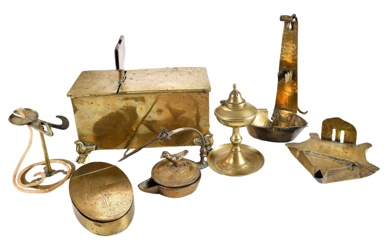Seven Brass Lighting and Tobacco Related Objects (1 of 6)