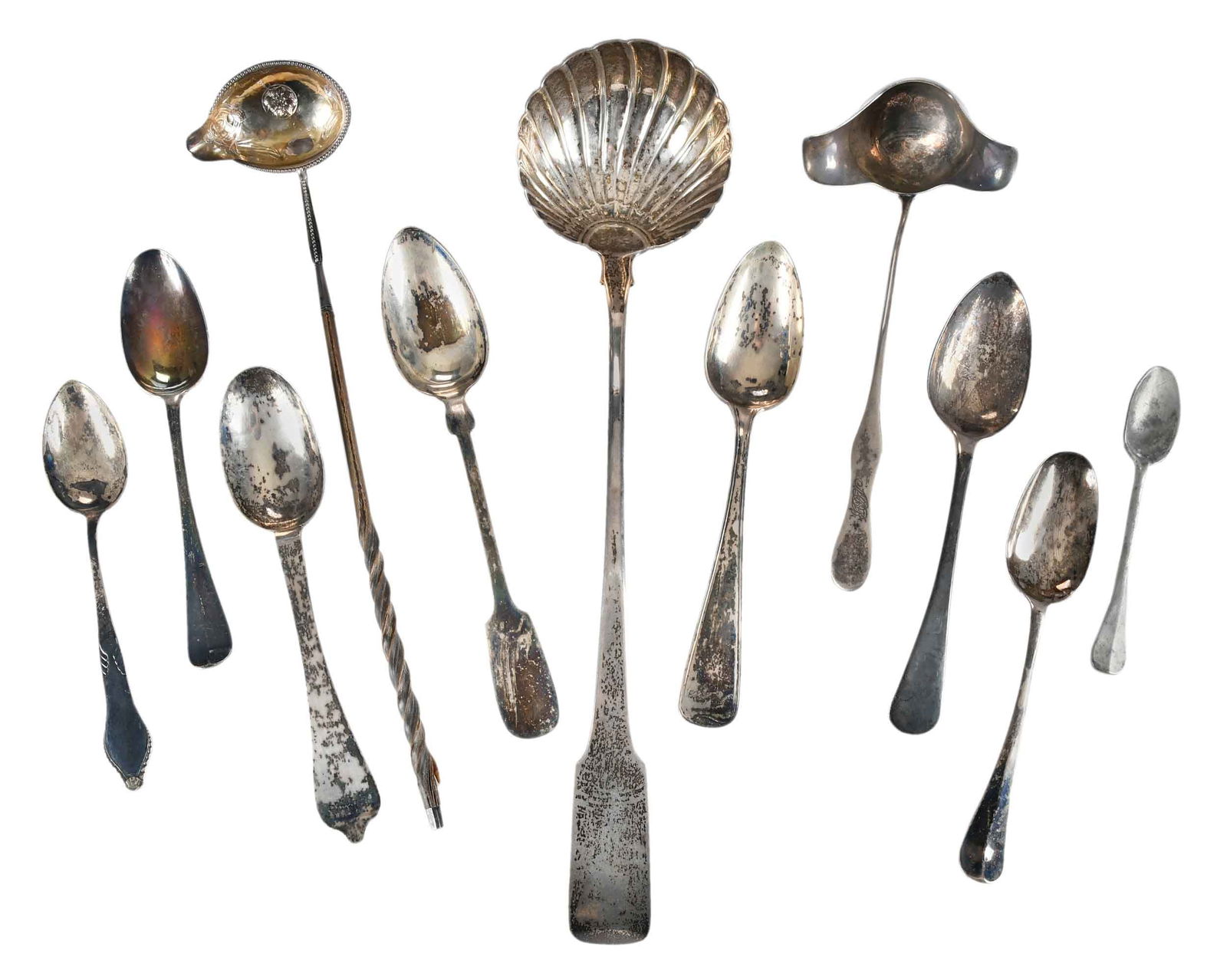 Ten Pieces Continental/English Silver Flatware and One Pewter Spoon (1 of 5)
