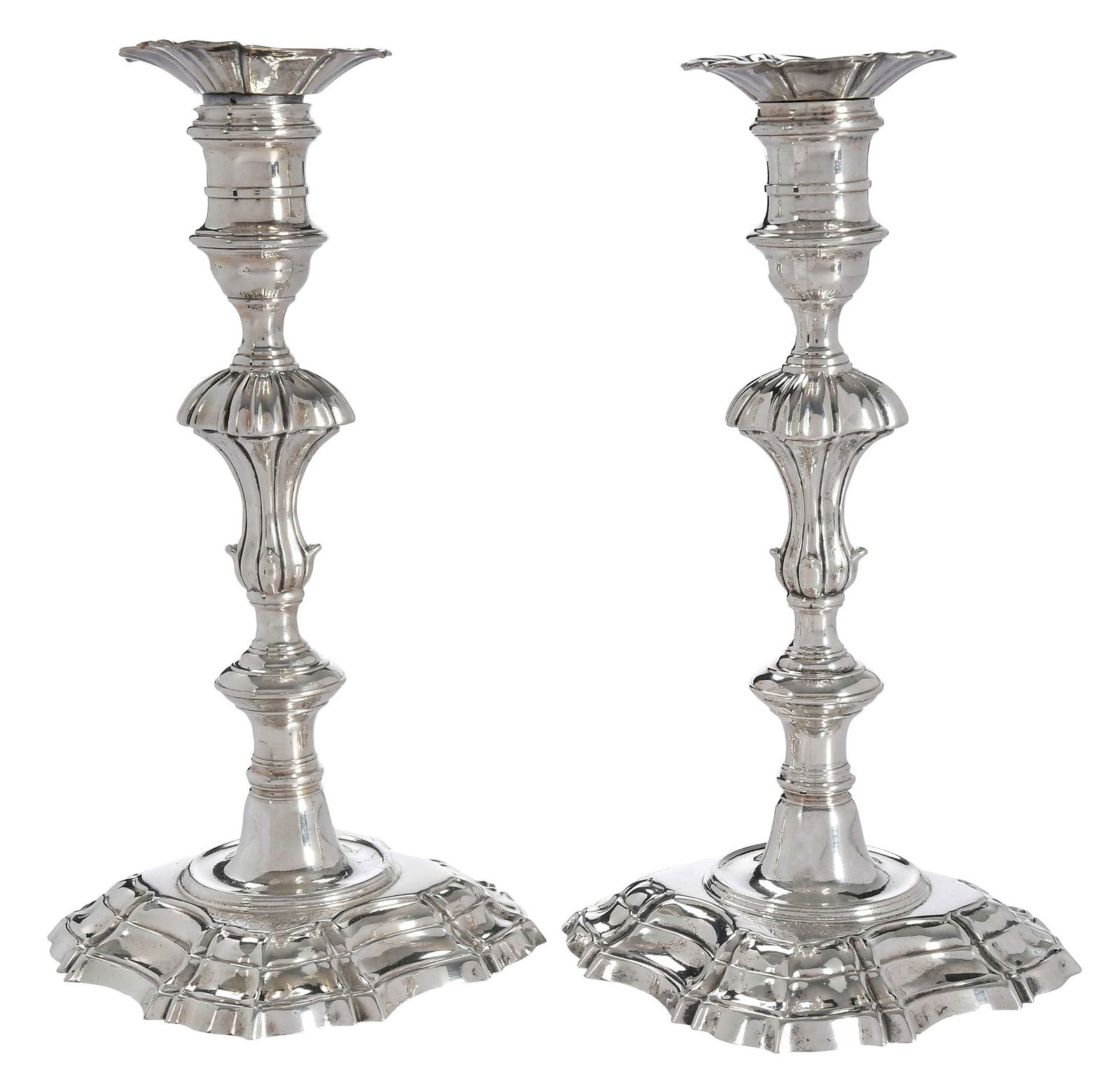 Pair George II English Silver Candlesticks, Hugh Mills (1 of 11)