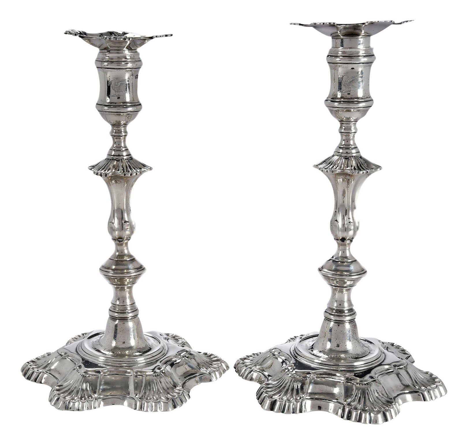 Pair of George II English Silver Candlesticks, John Cafe (1 of 14)