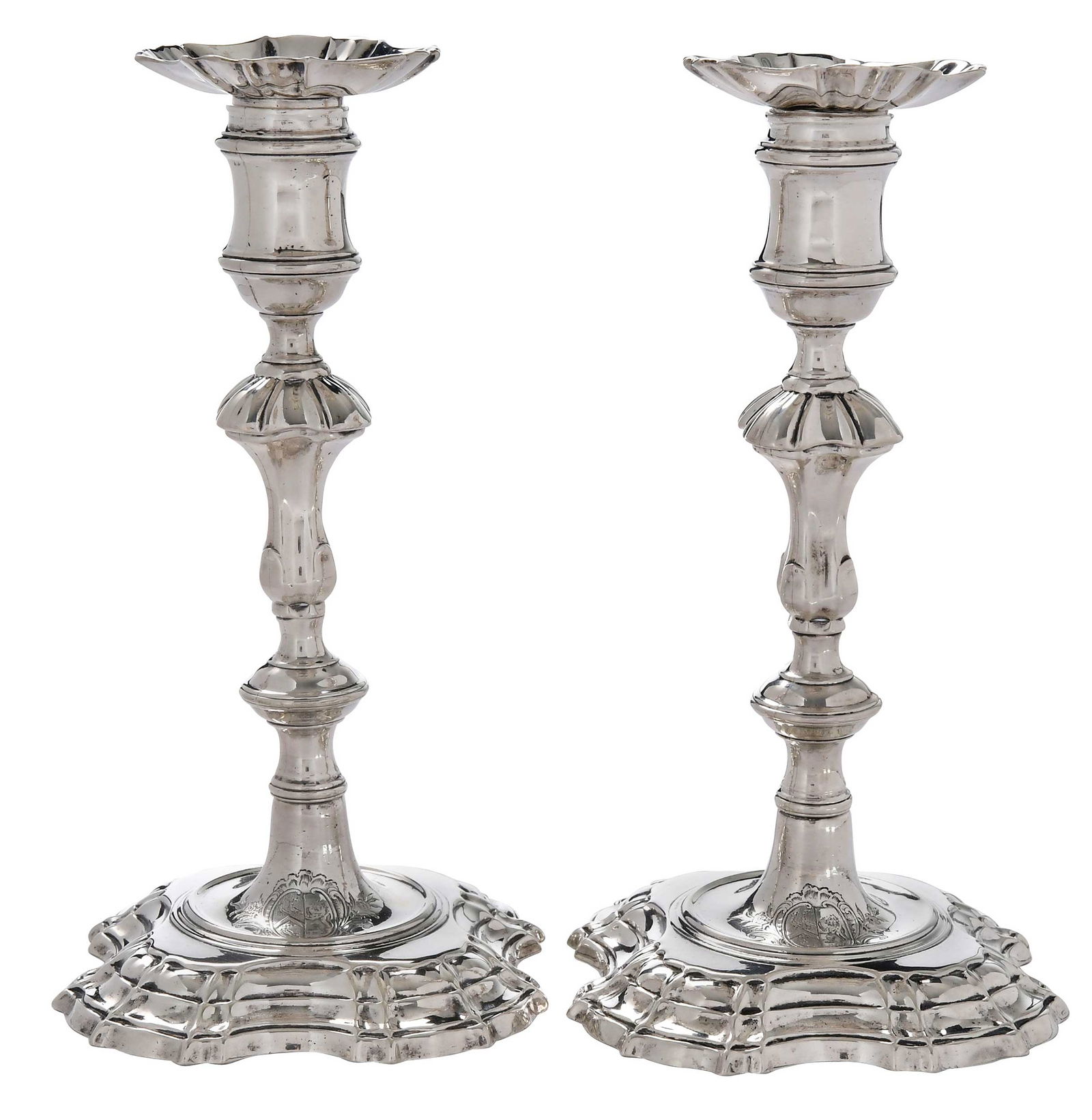 Pair George II English Silver Candlesticks, John Cafe (1 of 8)