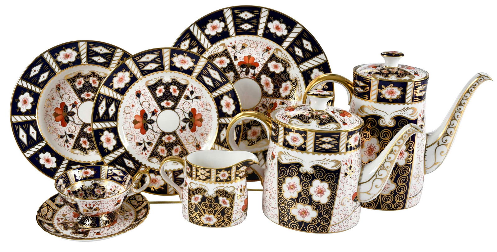 55 Pieces of Royal Crown Derby Porcelain Dinner Service, Imari Pattern 2451 (1 of 9)