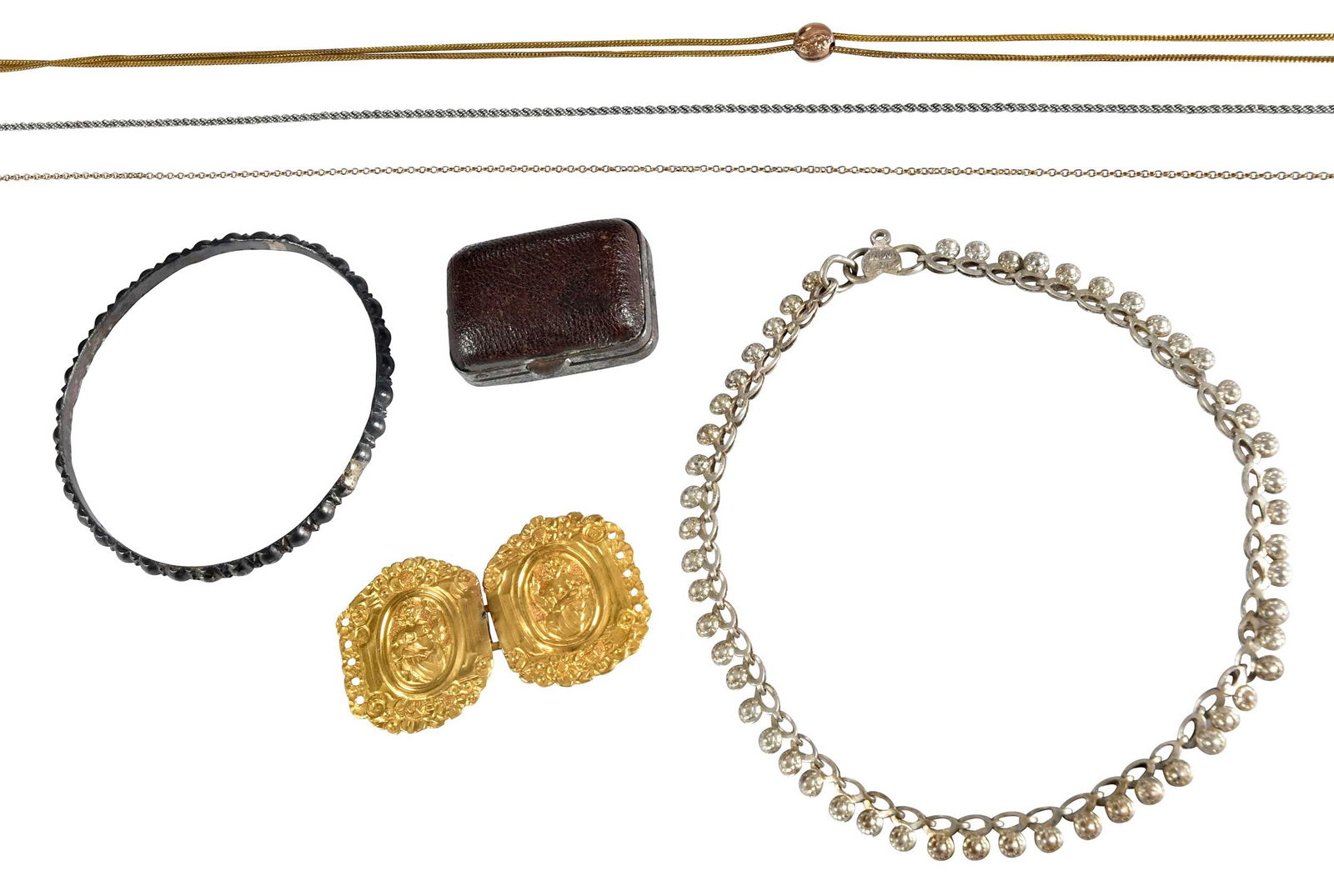 Collection of Jewelry Items and One Miniature Leather Box (1 of 8)