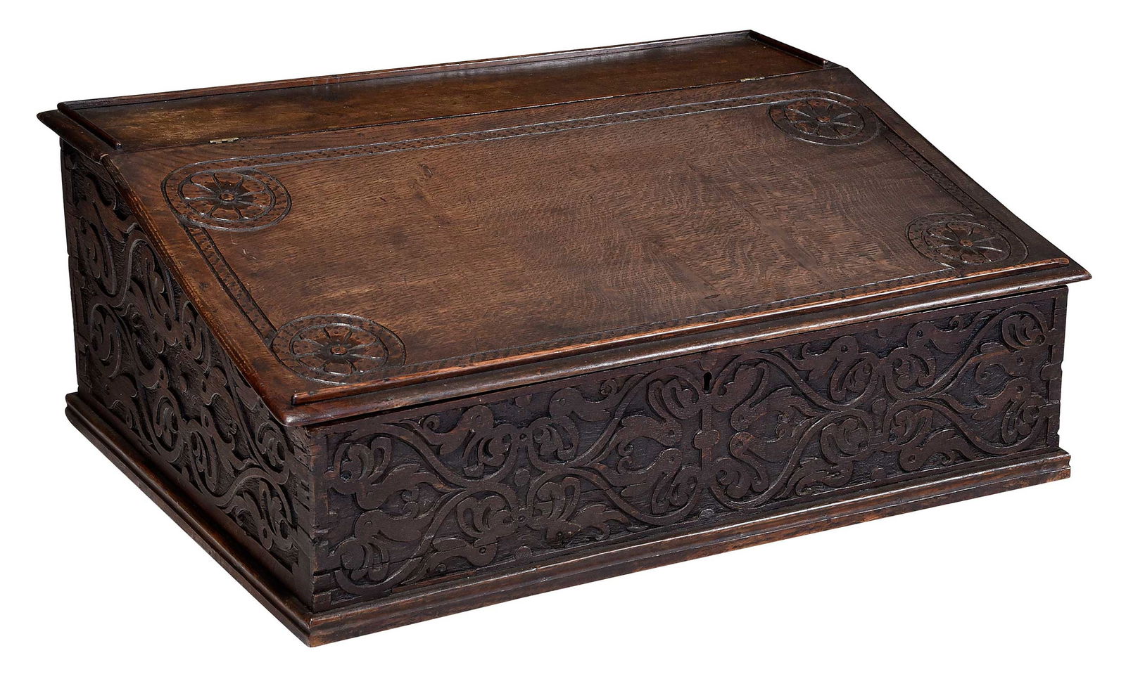 Early British Carved Oak Bible Box (1 of 7)