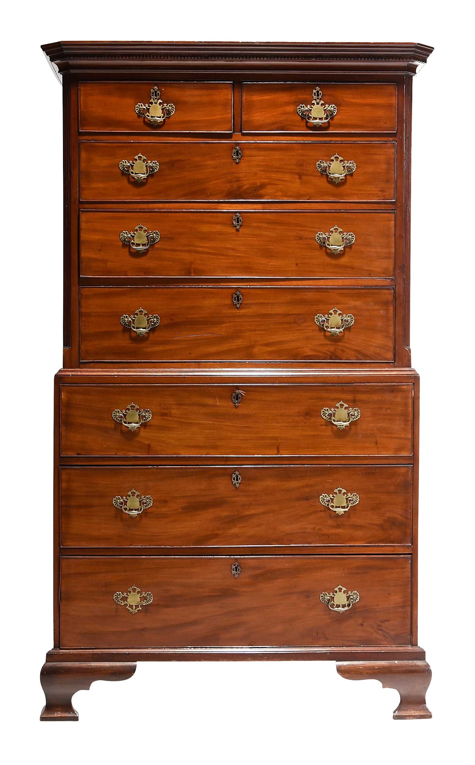 George III Figured Mahogany Chest on Chest (1 of 9)