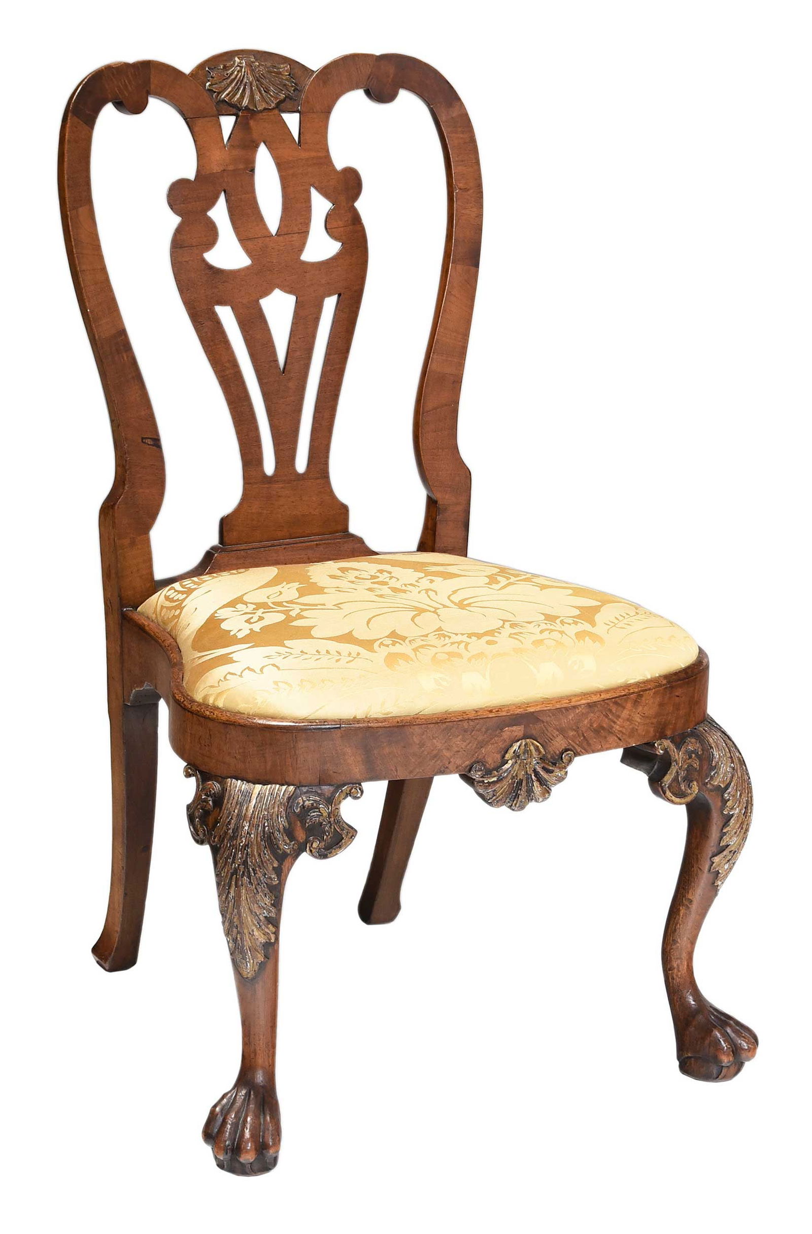 George II Walnut Parcel Gilt Side Chair (1 of 9)