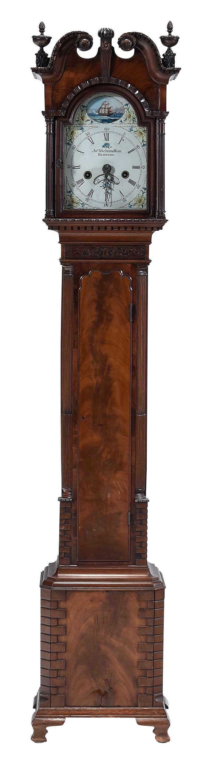 British George III Style Figured Mahogany Diminutive Tall Case Clock (1 of 8)