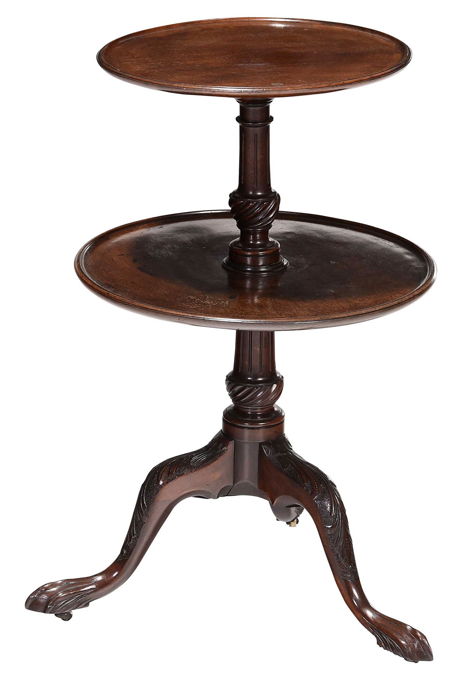 George III Carved Dish Top Mahogany Two Tiered Pedestal Table (1 of 8)