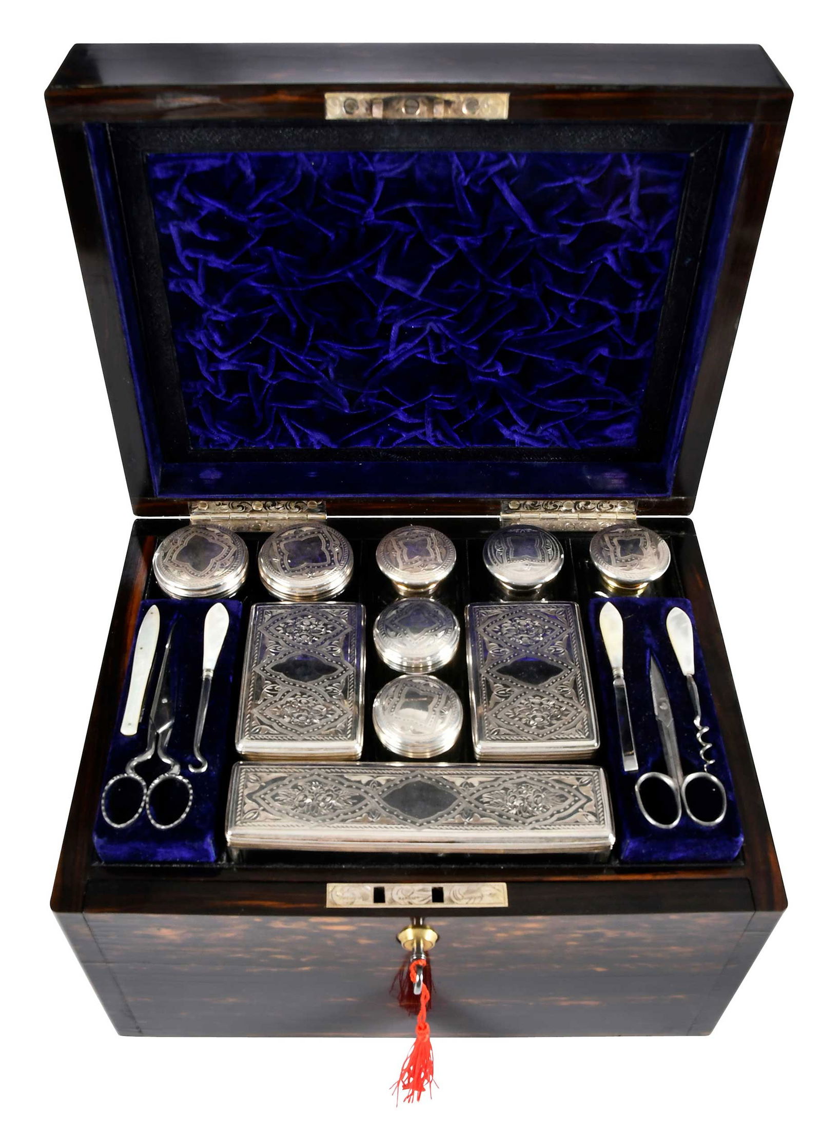 English Victorian Coromandel Wood Travel Vanity Case (1 of 9)