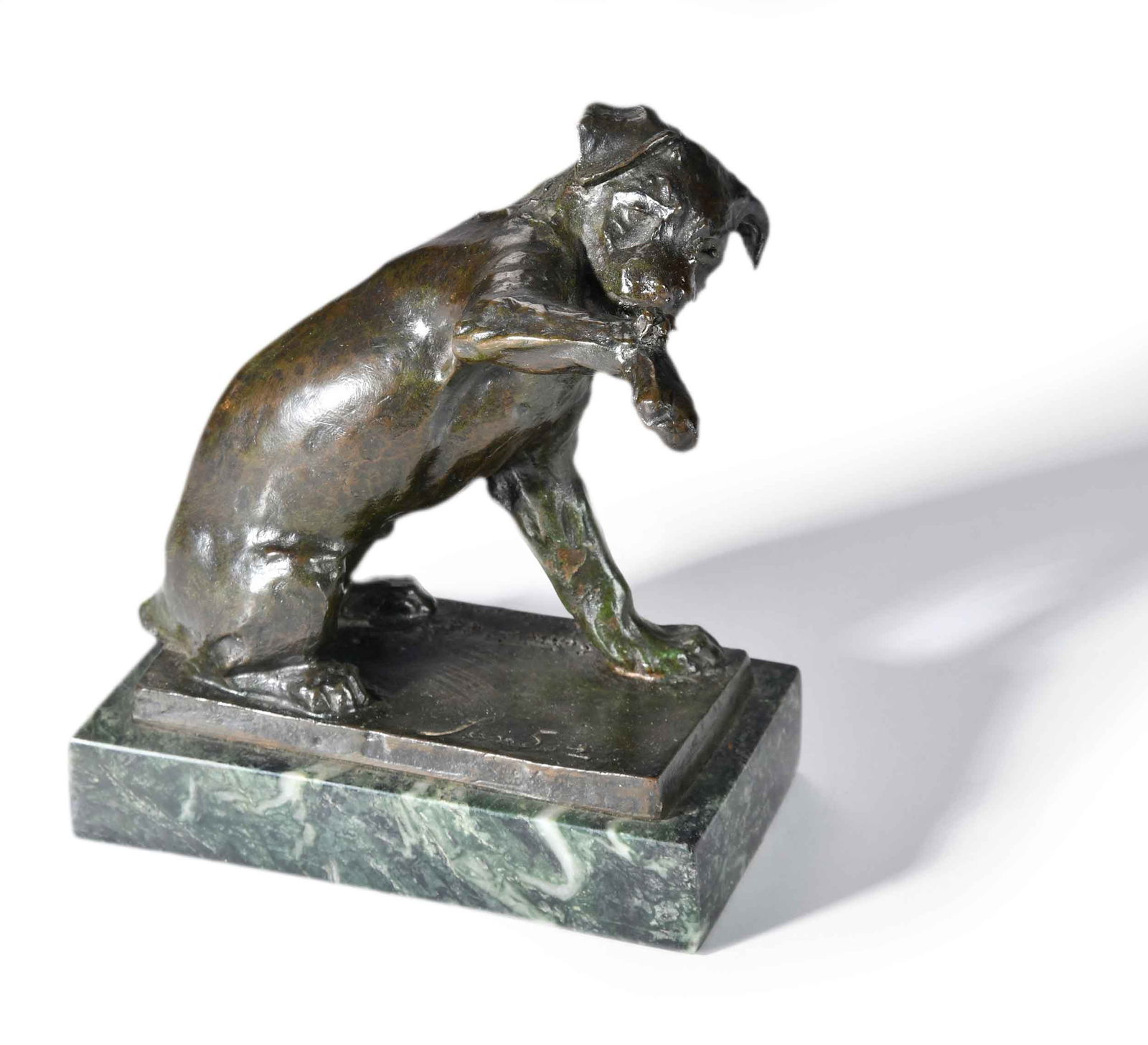 Edouard-Marcel Sandoz: (Switzerland, 1881-1971)Chien a la Sauterelle or Chien a l'abeille (Dog with a Bee) (FEMS 449 | MAM6/1918-1), 1918, signed on base "Sandoz", inscribed on base "Susse Frs Edts/Paris cire perdue" and