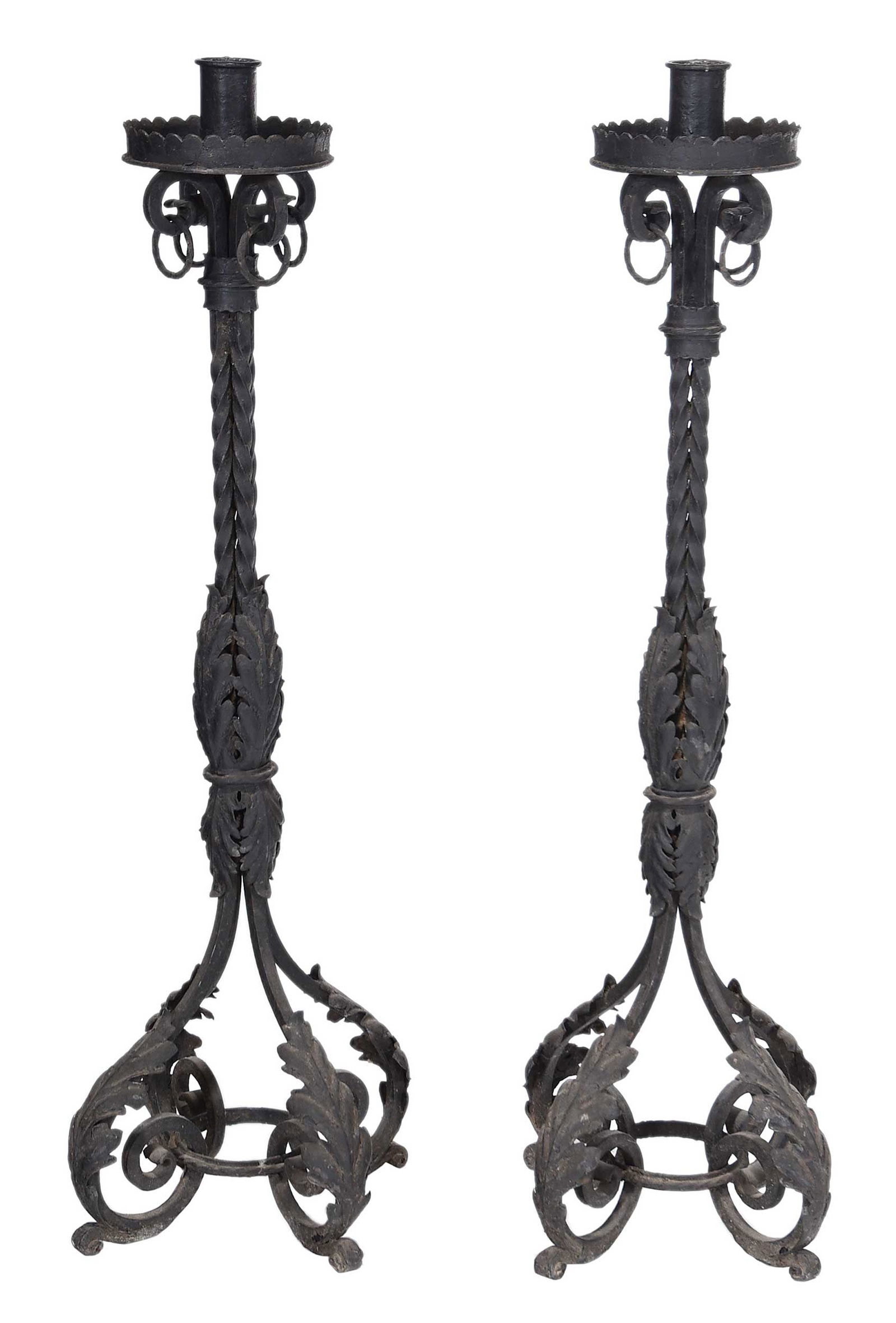 Pair of Baroque Revival Wrought Iron Torchieres (1 of 4)