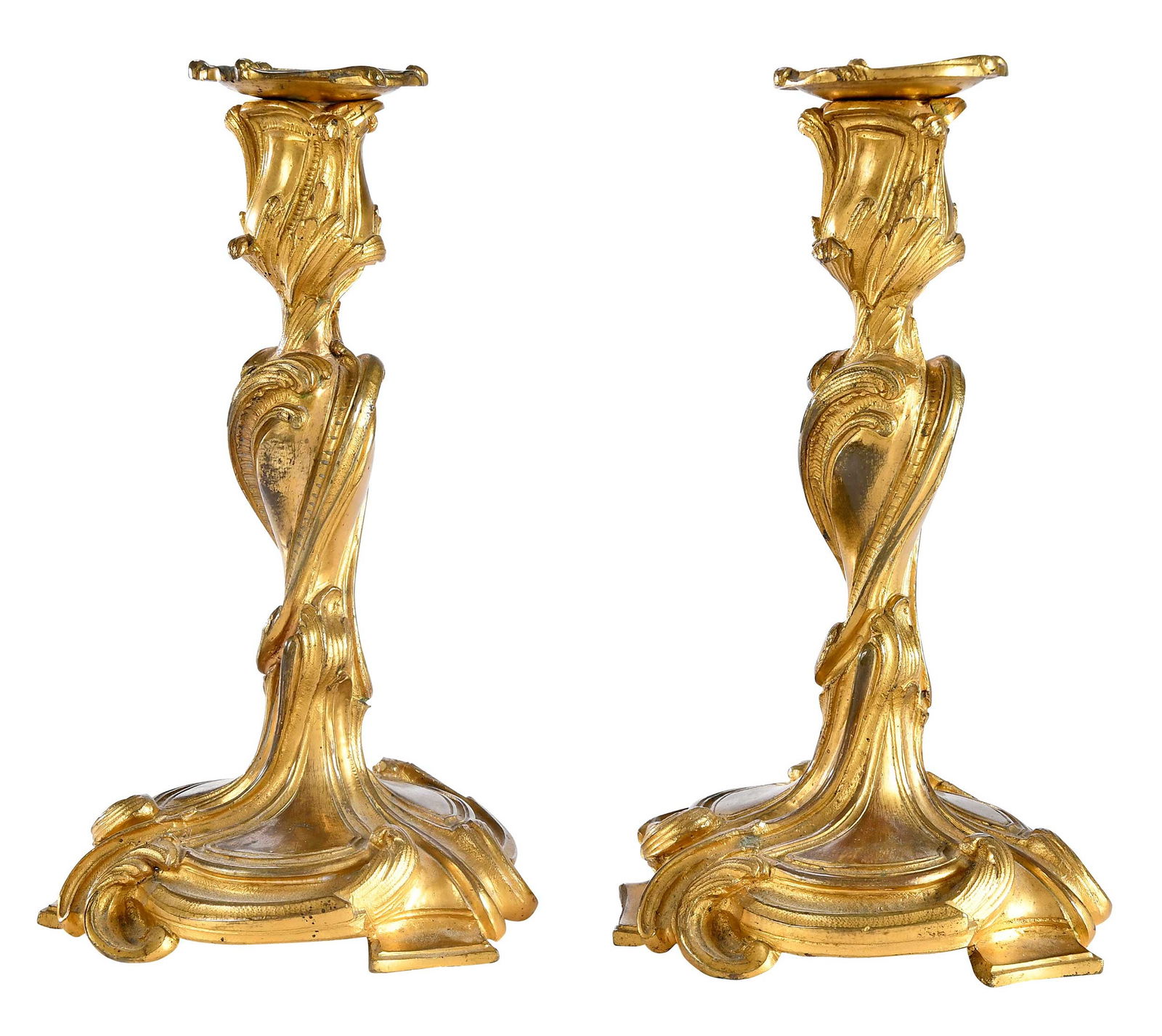 Pair of Louis XV Style Gilt Bronze Candlesticks (1 of 5)