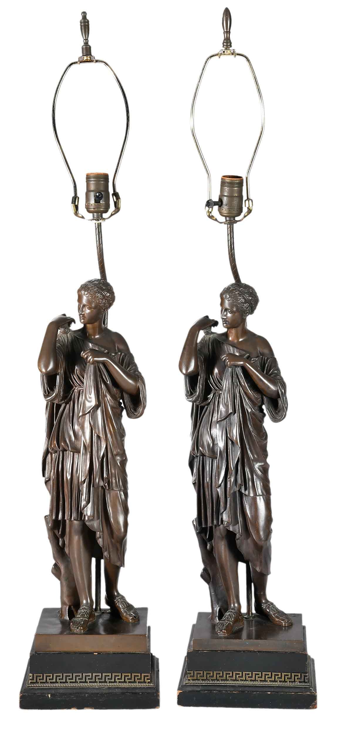 Near Pair of Barbedienne Figural Bronze Lamps (1 of 14)