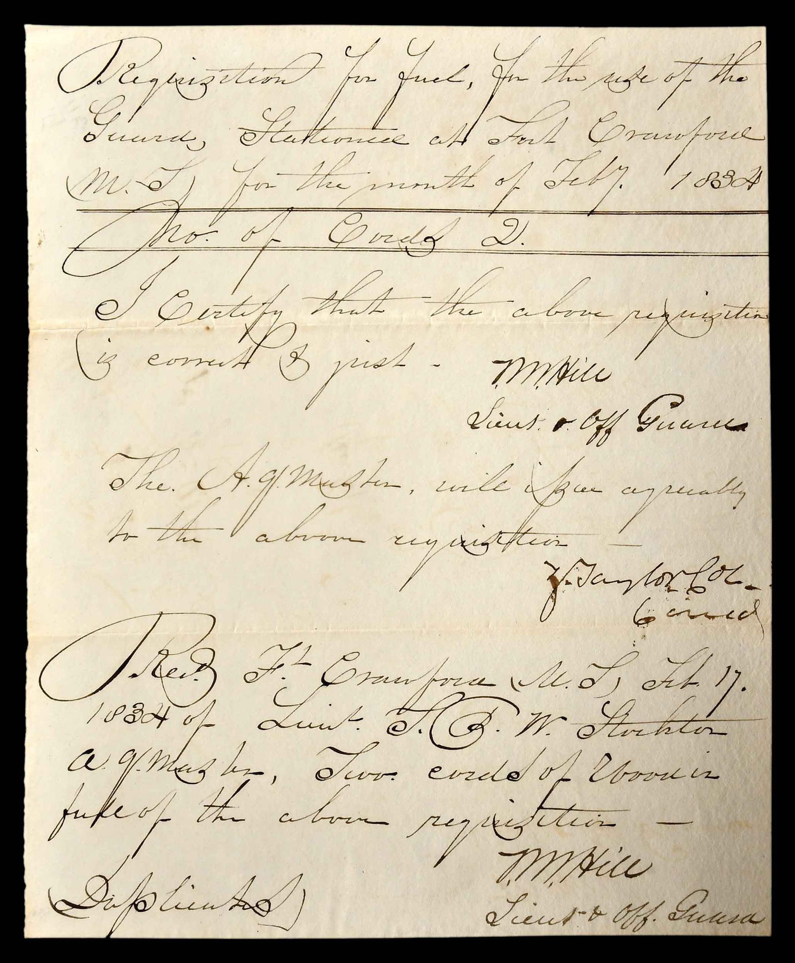 Zachary Taylor Handwritten and Signed Military Requisition (1 of 7)