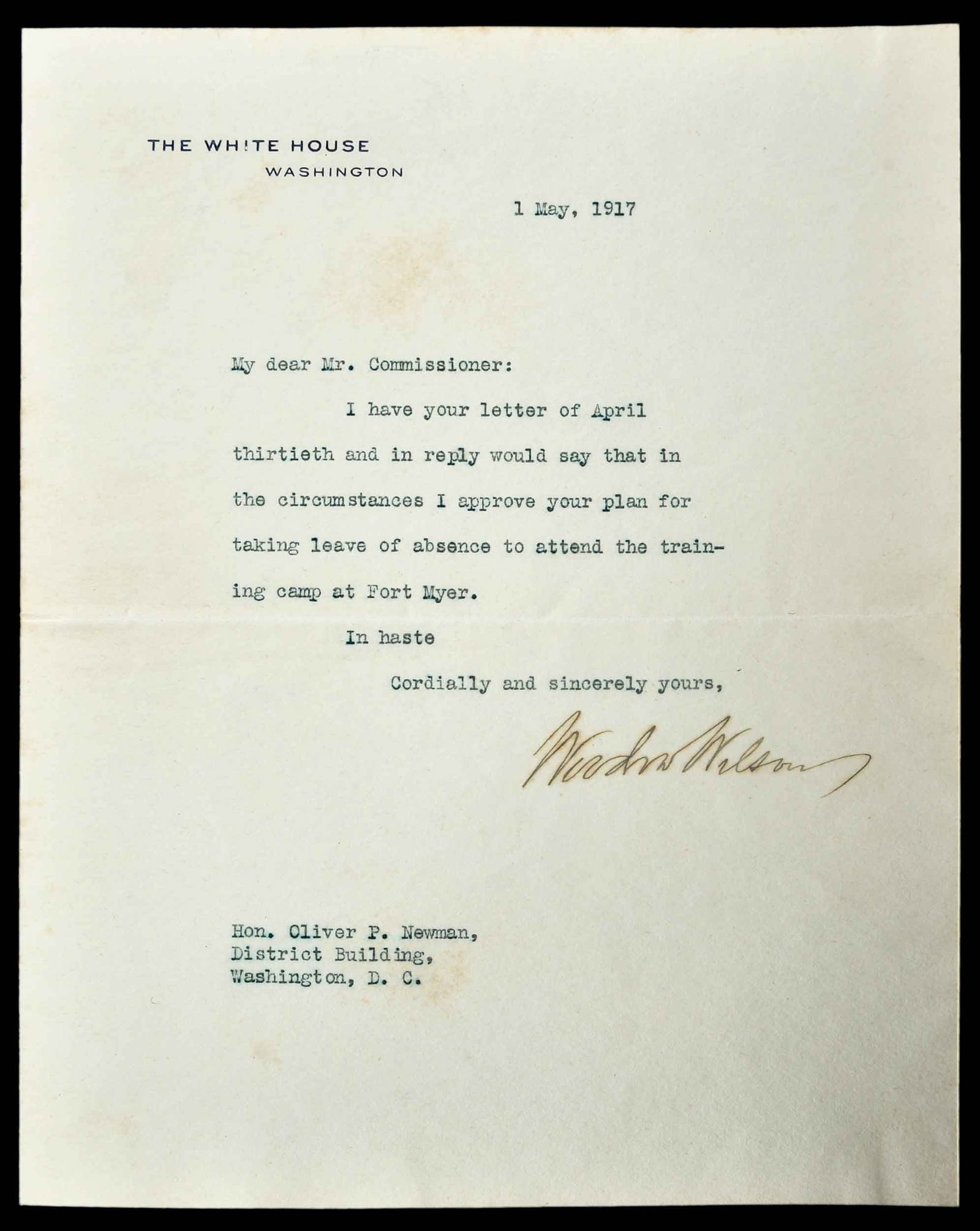 Woodrow Wilson Typed White House Letter Signed (1 of 6)