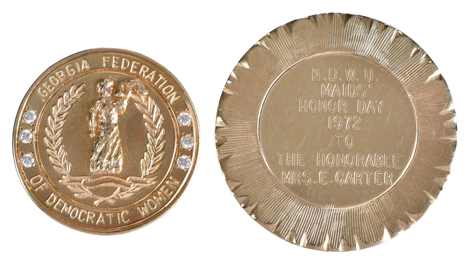 Two 14kt. Honorable Women's Organization Brooches, Jimmy and Rosalynn Carter Provenance (1 of 6)