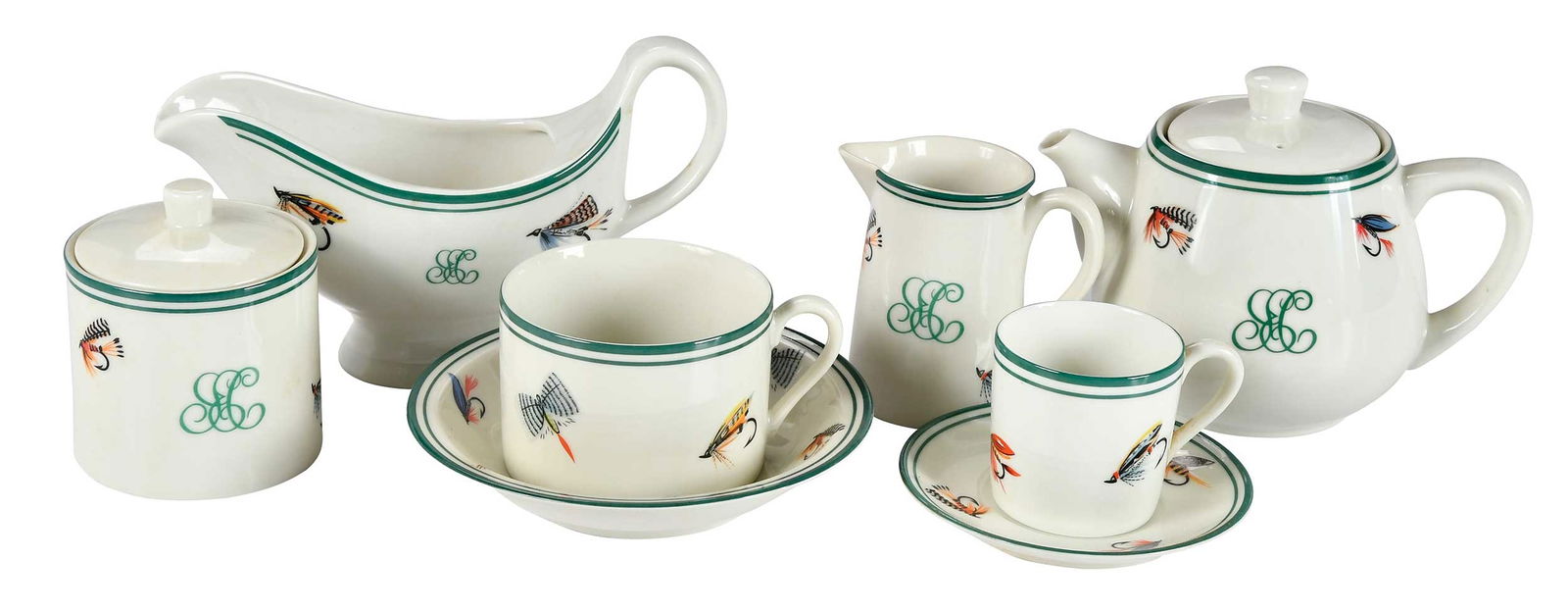 23 Piece Jimmy Carter Personalized Woodmere Fly Fishing Partial Tea Service (1 of 7)