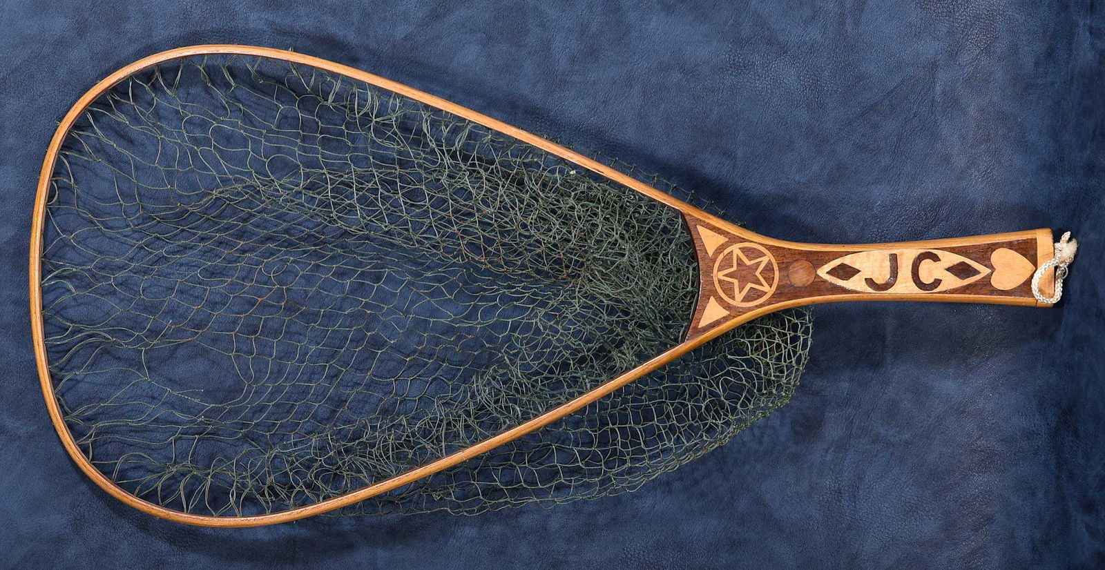 Jimmy Carter Personalized Inlaid Wood Fly Fishing Net: initialed "JC", 22-3/4 x 10-3/4 x 3/4 in. Provenance: The Estate of Jimmy and Rosalynn Carter