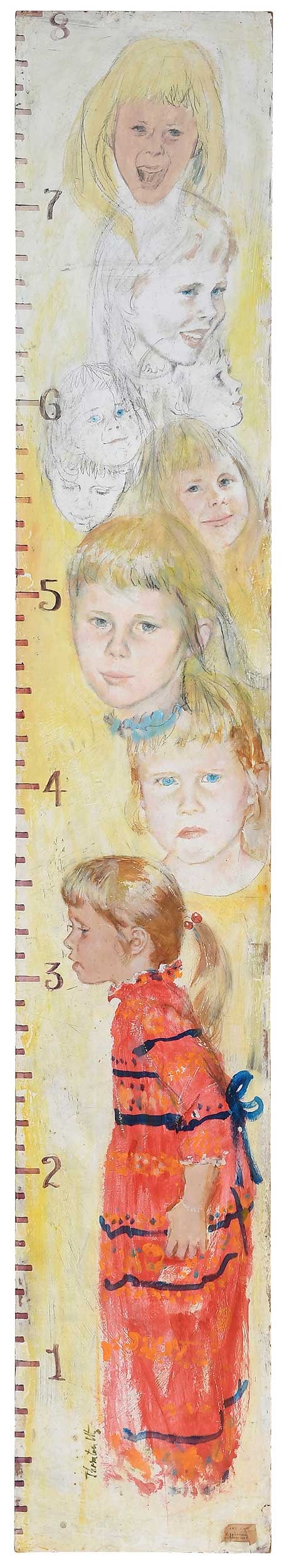 Thornton Utz, Portrait of Amy, Daughter of President Carter: (American, 1914-1999) Amy Carter multiple portraits, signed lower left, "Thornton Utz", label bottom right "Amy Carter From the Personal Collection of Governor and Mrs. Carter", oil on Masonite board,