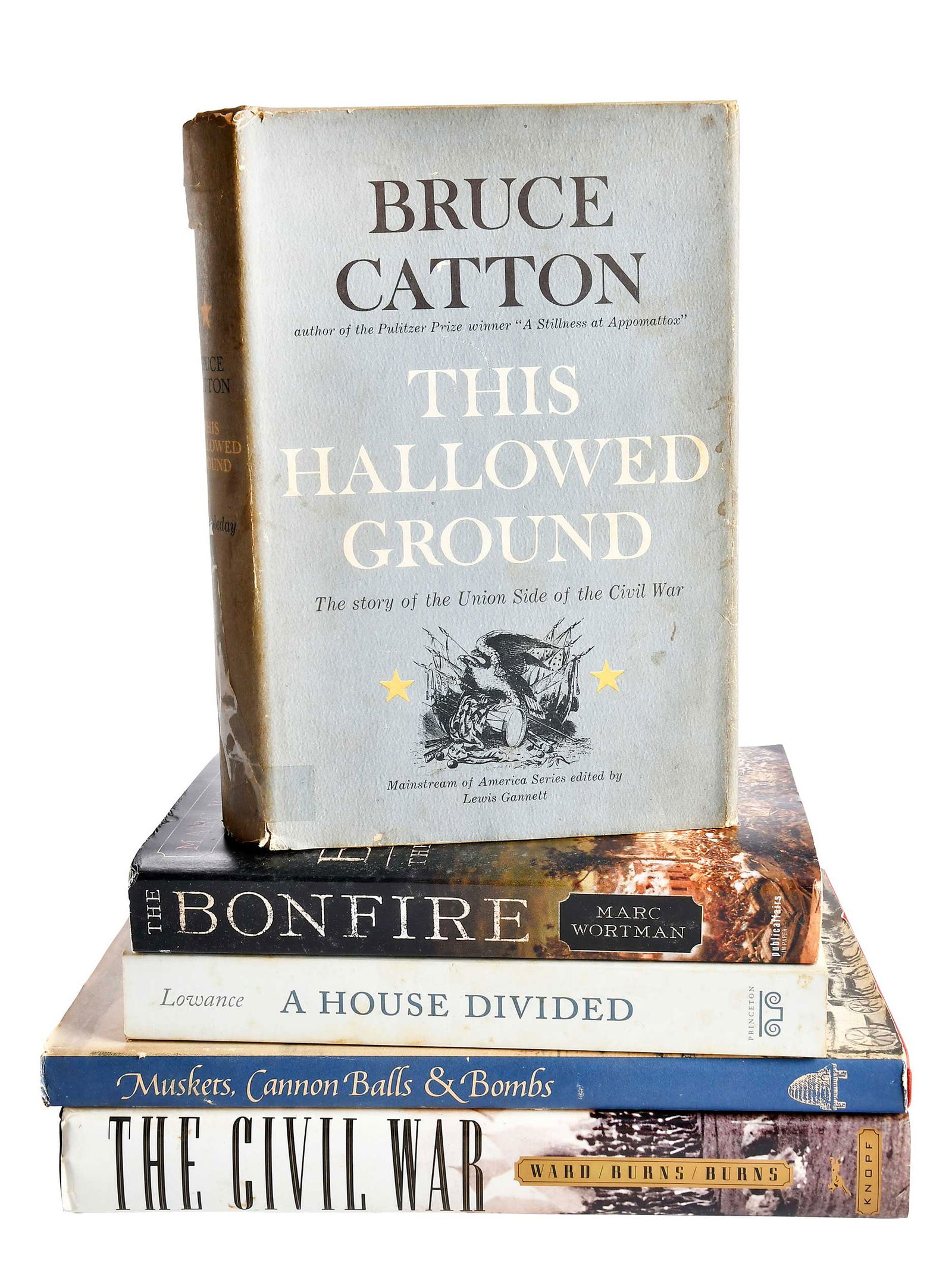 22 Books on the American Civil War, Library of Jimmy Carter: most with Jimmy Carter's personal library stamp, lot includes: This Hallowed Ground by Bruce Catton, New York: Doubleday & Company, 1956, signed library plate pastedown; A House Divided, ed. Mason I.