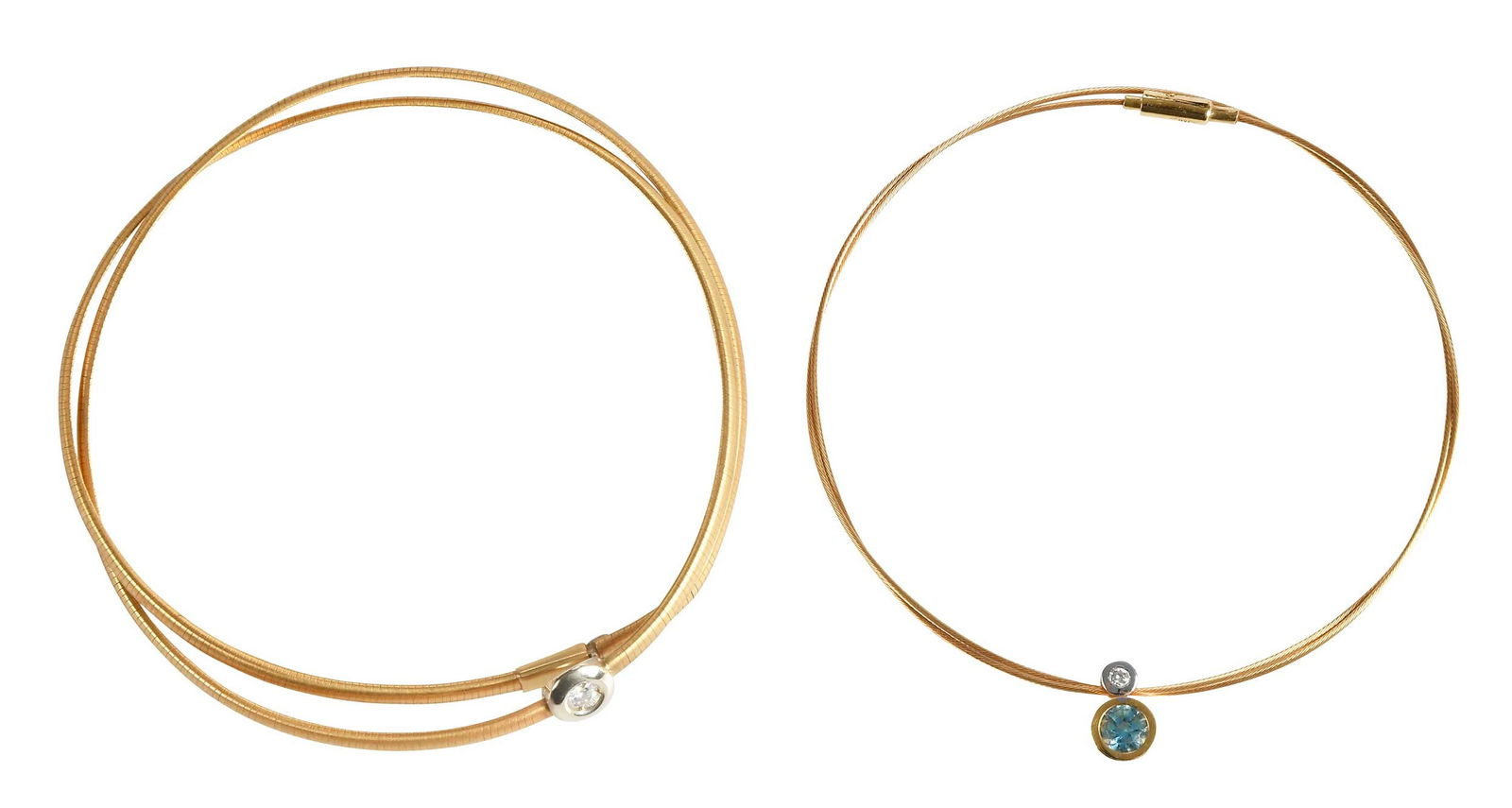 Two 18kt. Omega Necklaces With Gemstone and Diamond Pendants, Rosalynn Carter Provenance (1 of 6)