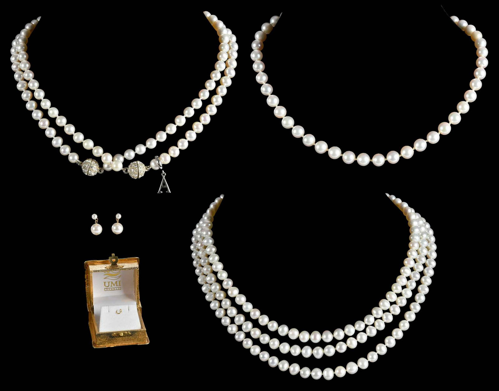 Collection of Pearls, Five Necklaces and One Pair of Earrings, Rosalynn Carter Provenance (1 of 4)