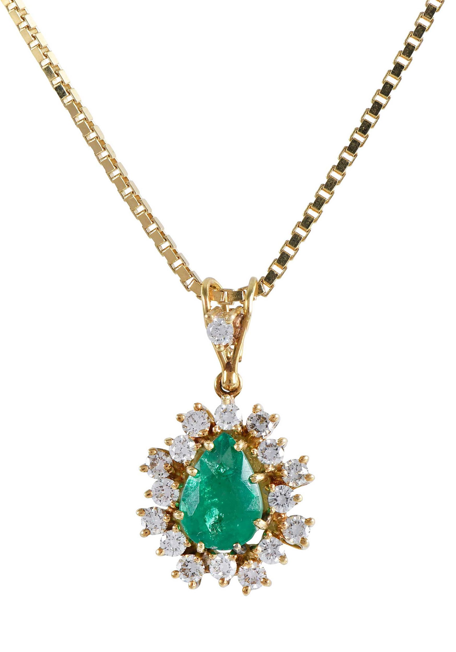18kt. Emerald and Diamond Pendant on Chain, Rosalynn Carter Provenance (1 of 5)