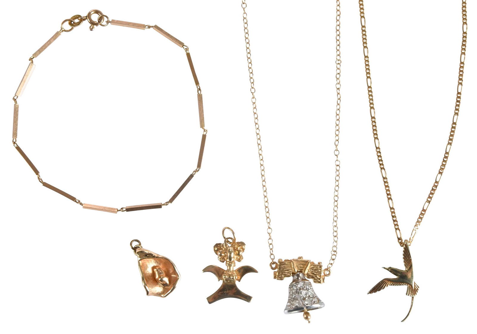 Five 14kt. Gold Items, One Bracelet, Two Pendants on Chain, Two Loose Pendants, Rosalynn Carter (1 of 8)