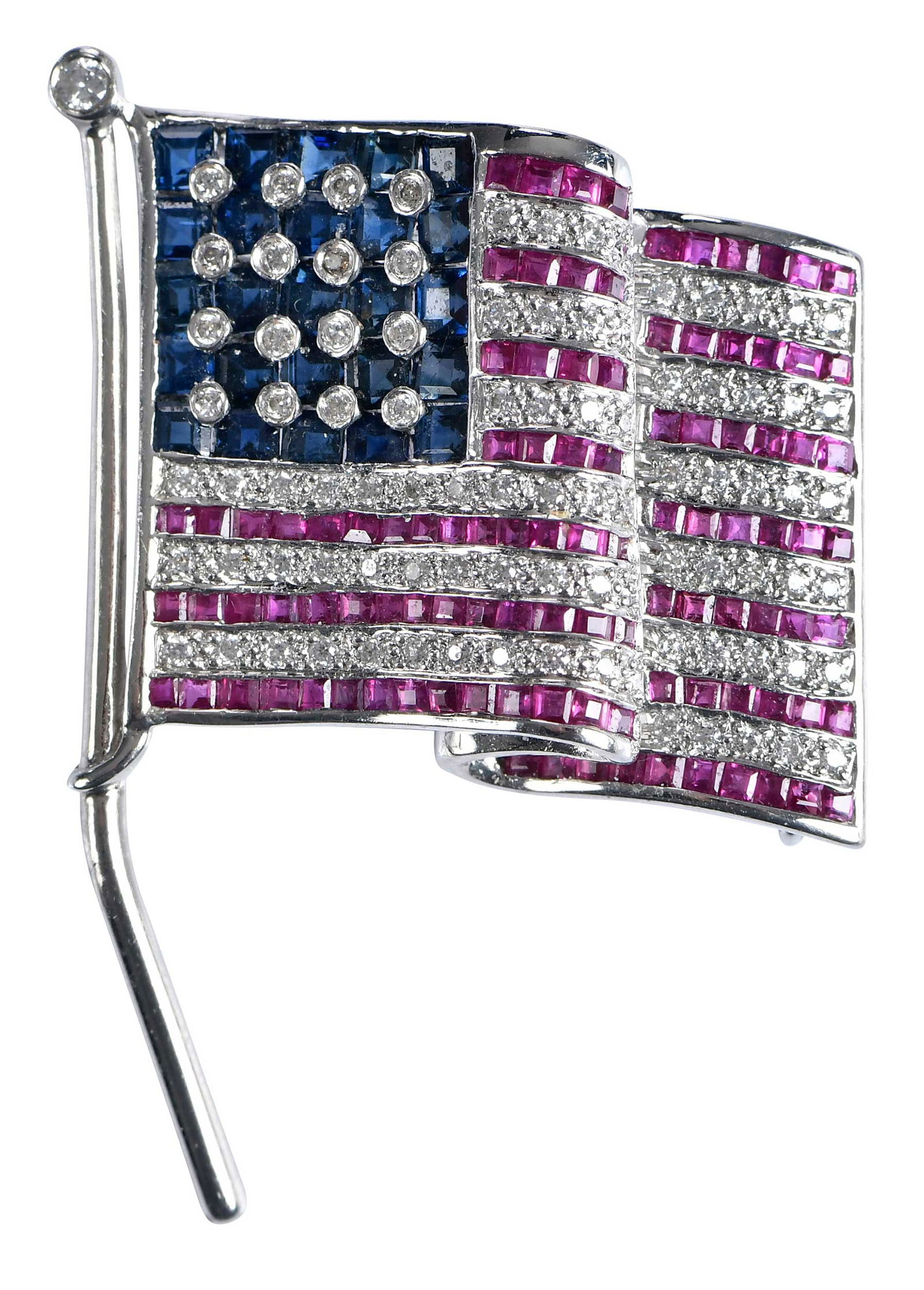 18kt. Red White and Blue Gemstone American Flag Brooch Pendant, Bush Family Provenance (1 of 5)